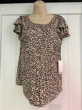 NWT, Fyve Leopard Print Short Sleeve Blouse, size S